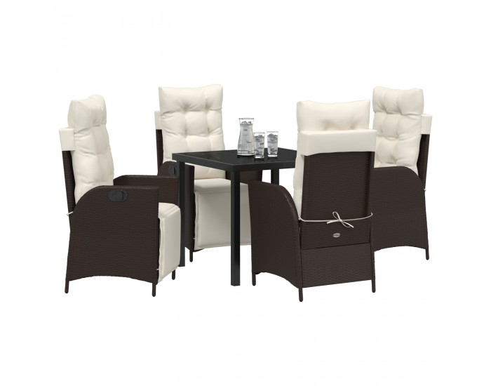 Sonata H 5 Членен комплект за градинска трапезария Кафяв Поле Ратан