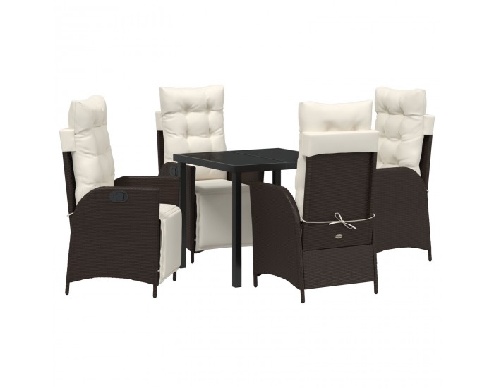 Sonata H 5 Членен комплект за градинска трапезария Кафяв Поле Ратан