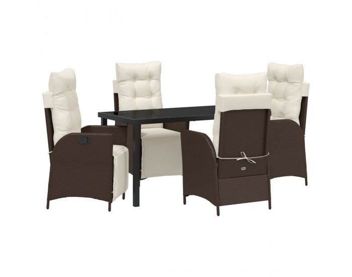 Sonata H 5 Часов комплект за хранене в градината от кафяво полиратан