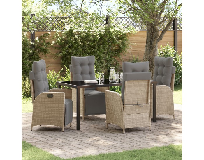 Sonata H 5 Часов Комплект Градинска Трапезария Бежова Поли Ратан