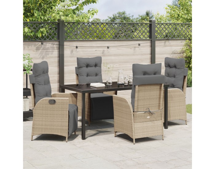 Sonata H 5 Часов Комплект Градинска Трапезария Бежова Поли Ратан