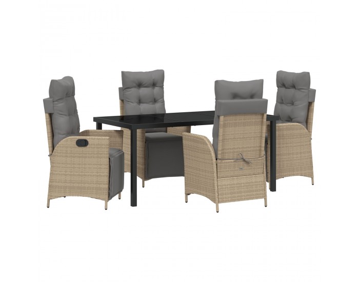 Sonata H 5 Часов Комплект Градинска Трапезария Бежова Поли Ратан