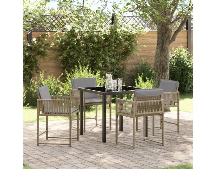 Sonata H 5 частен комплект градинска трапеза с възглавници бежов полиратан