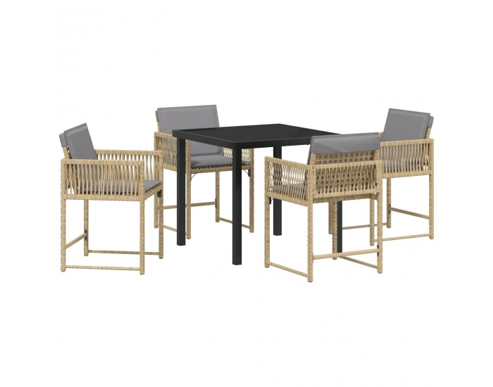 Sonata H 5 частен комплект градинска трапеза с възглавници бежов полиратан
