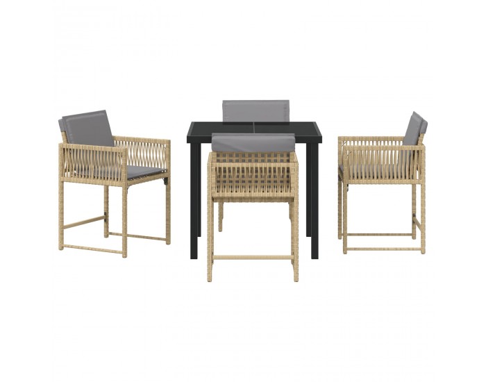 Sonata H 5 частен комплект градинска трапеза с възглавници бежов полиратан