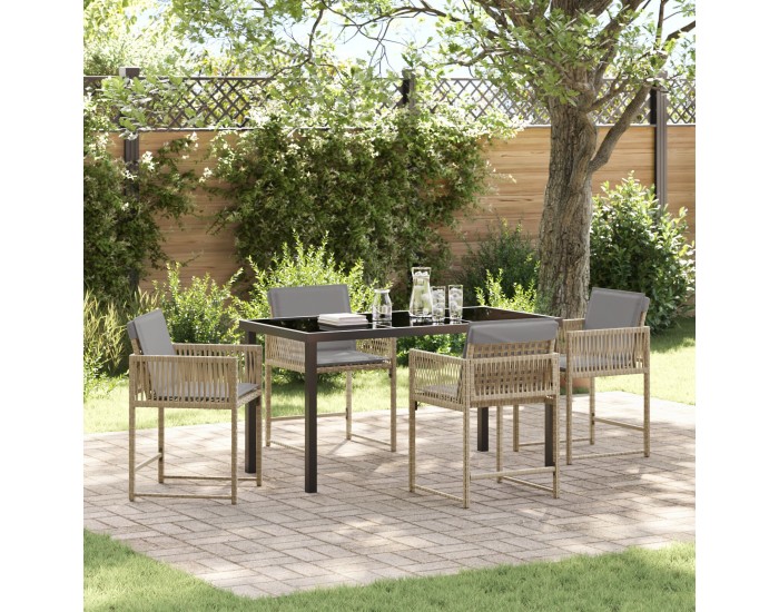 Sonata H 5 частен градински комплект за сядане с възглавници бежов полиратан