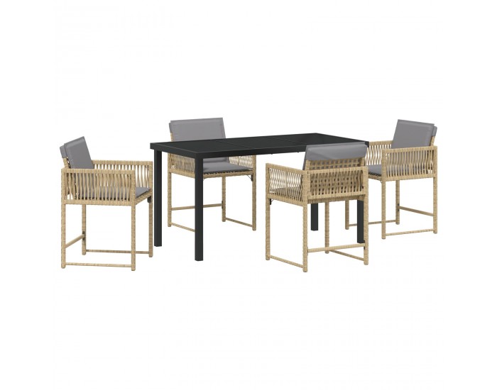 Sonata H 5 частен градински комплект за сядане с възглавници бежов полиратан