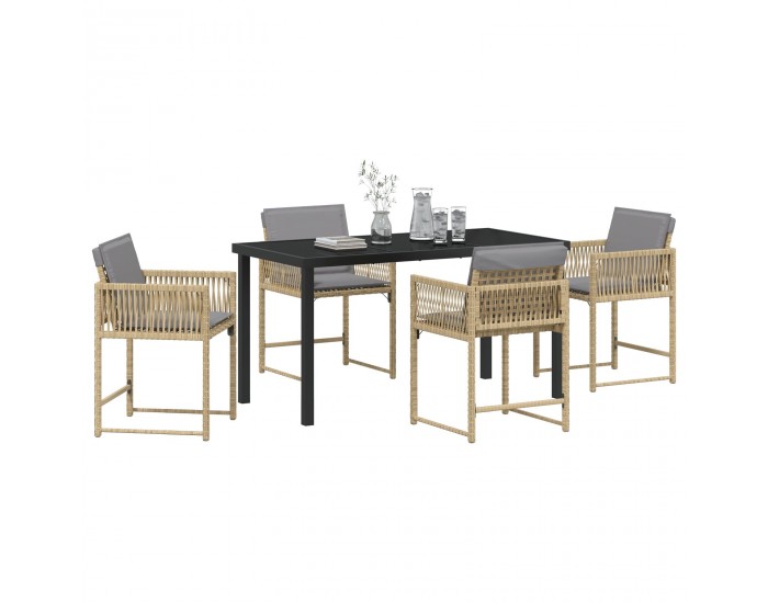 Sonata H 5 частен градински комплект за сядане с възглавници бежов полиратан