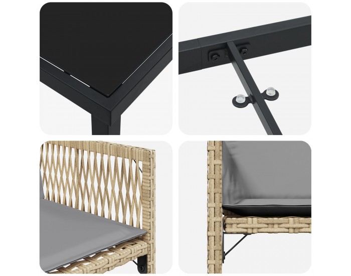 Sonata H 5 частен градински комплект за сядане с възглавници бежов полиратан