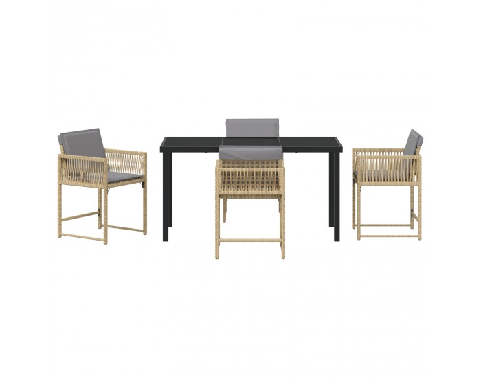 Sonata H 5 частен градински комплект за сядане с възглавници бежов полиратан