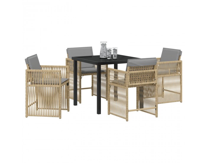 Sonata H 5 части градински трапезарен комплект с възглавници Бежов полиратан