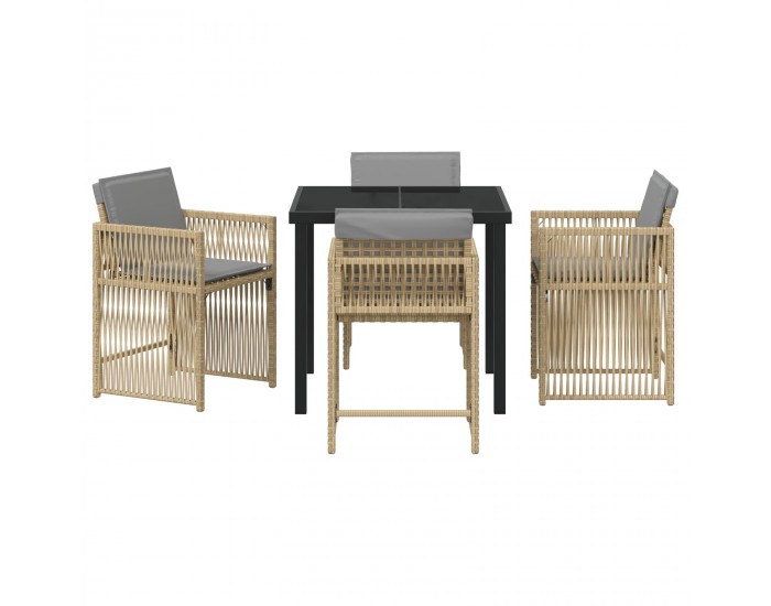 Sonata H 5 части градински трапезарен комплект с възглавници Бежов полиратан