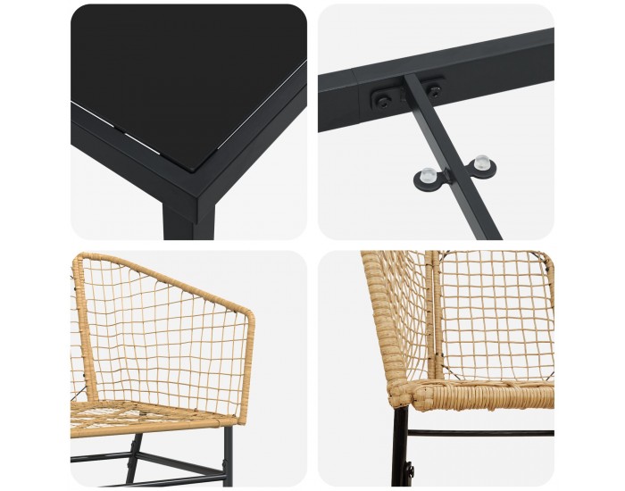 Sonata H 5 части градински трапезен комплект Кафяв поли ратан