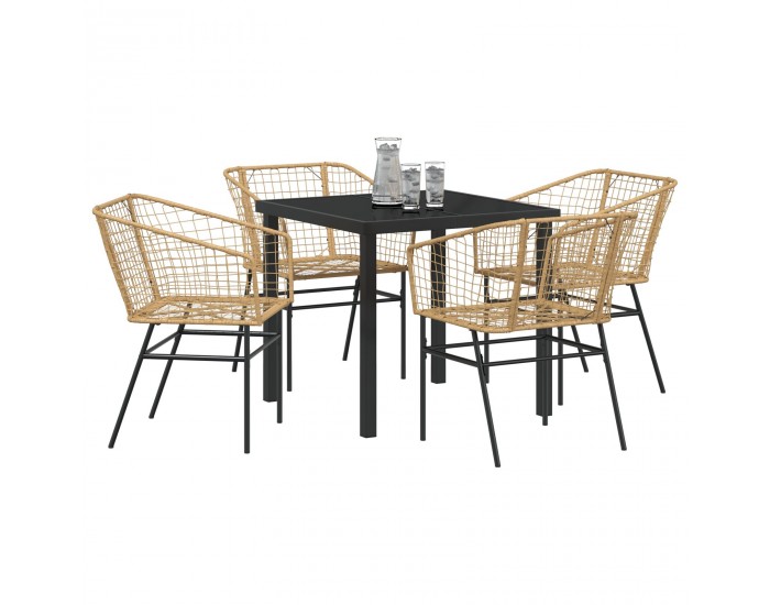 Sonata H 5 части градински трапезен комплект Кафяв поли ратан