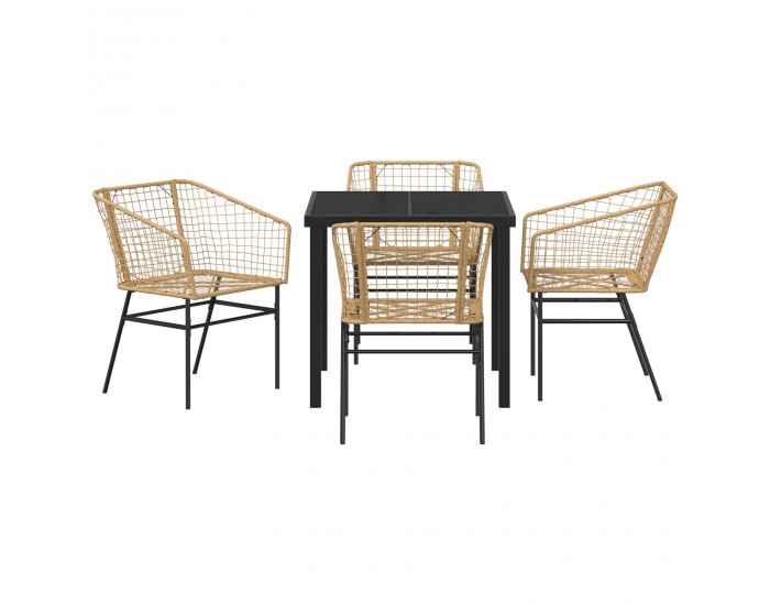 Sonata H 5 части градински трапезен комплект Кафяв поли ратан