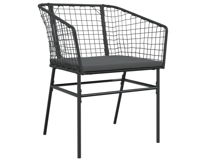 Sonata H 5 Часовна Градинска Трапезария с Възглавнички Черен Поли Ратан