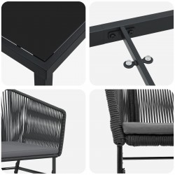 Sonata H 5 Часова градинска трапезна маса с възглавници черен полиратан - Sonata H