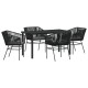Sonata H 5 Часова градинска трапезна маса с възглавници черен полиратан