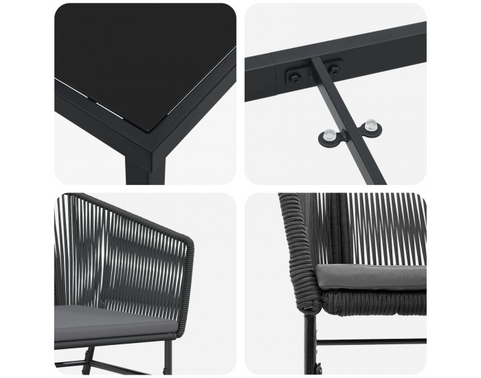 Sonata H 5 Часов комплект за хранене в градината с възглавници черен полиратан