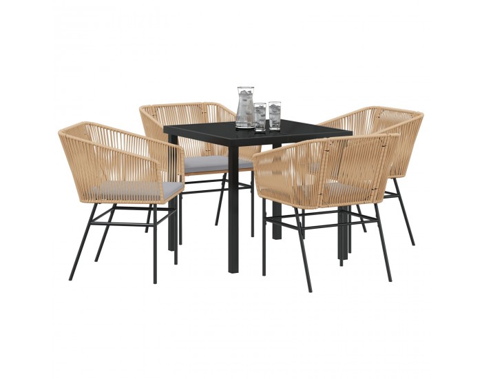 Sonata H 5 Часова Градинска Трапезария със Седалки Кафяв Полиратан