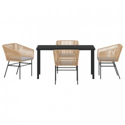 Sonata H 5 Членен Градински Трапезен Комплект с Възглавници Кафяв Полиратаран - Комплекти за външни условия