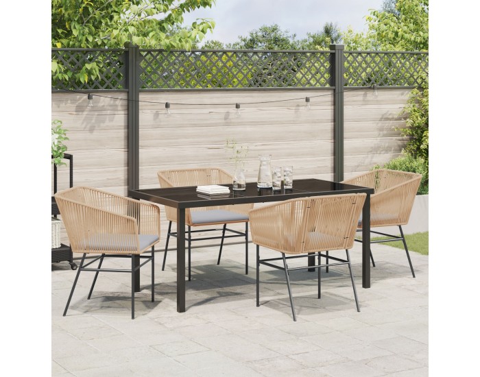 Sonata H 5 Часовна Градинска Трапезна Маса с Възглавници Кафяв Полиратан