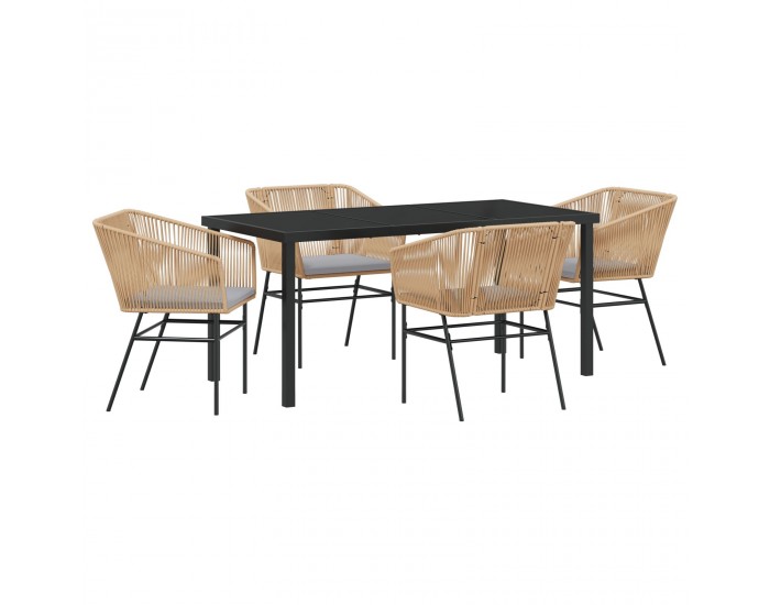 Sonata H 5 Часовна Градинска Трапезна Маса с Възглавници Кафяв Полиратан