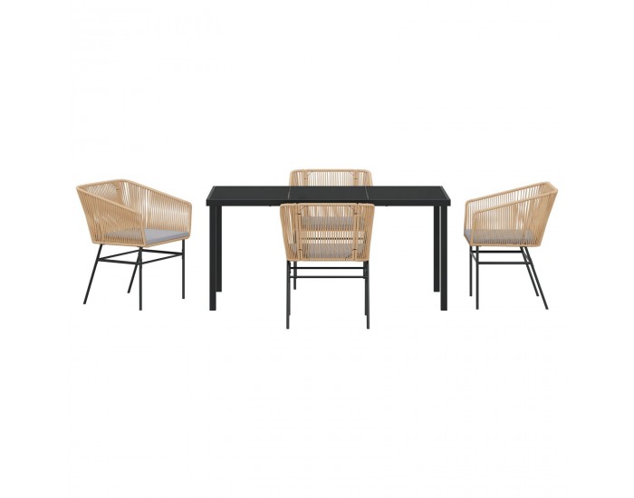 Sonata H 5 Часовна Градинска Трапезна Маса с Възглавници Кафяв Полиратан