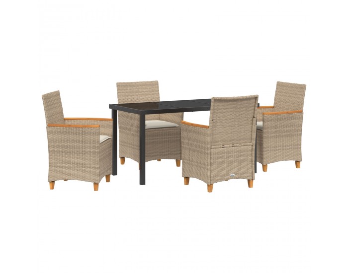 Sonata H 5 части градински трапезарен комплект с възглавници Бежов Полиратастов