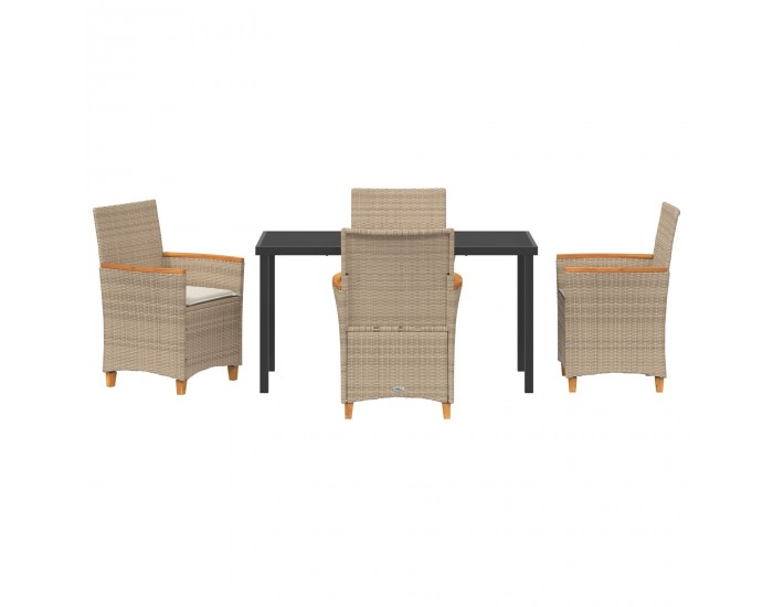 Sonata H 5 части градински трапезарен комплект с възглавници Бежов Полиратастов