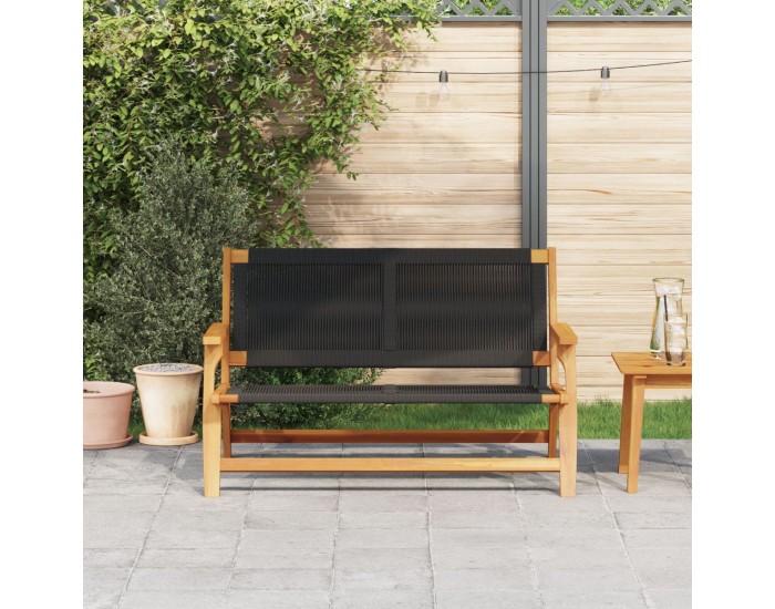 Sonata H Градинска пейка Черна 76x122x73 см от масивна акациева дървесина