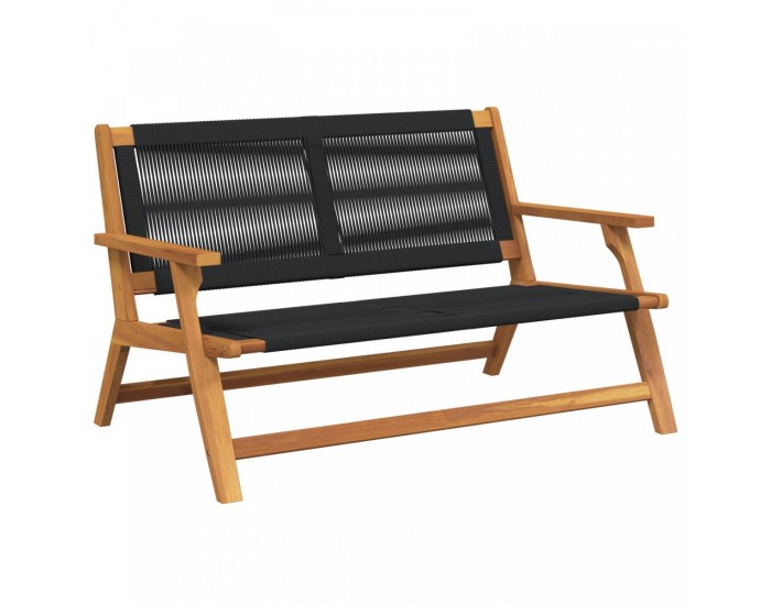 Sonata H Градинска пейка Черна 76x122x73 см от масивна акациева дървесина