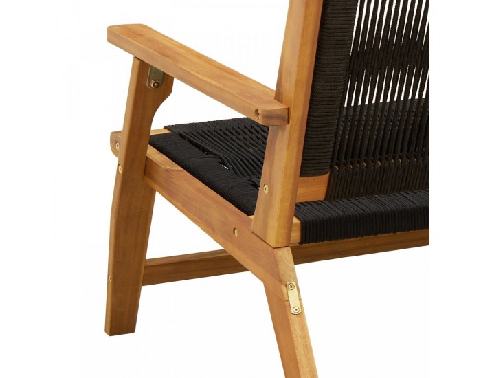 Sonata H Градинска пейка Черна 76x122x73 см от масивна акациева дървесина