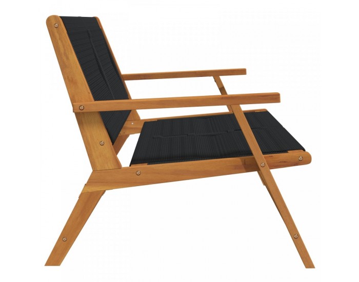 Sonata H Градинска пейка Черна 76x122x73 см от масивна акациева дървесина