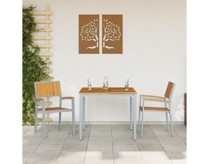 Sonata H Външни столове 2 бр. Стекливи сиви от масивно дърво акация и метал