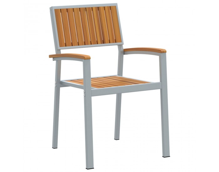 Sonata H Външни столове 2 бр. Стекливи сиви от масивно дърво акация и метал