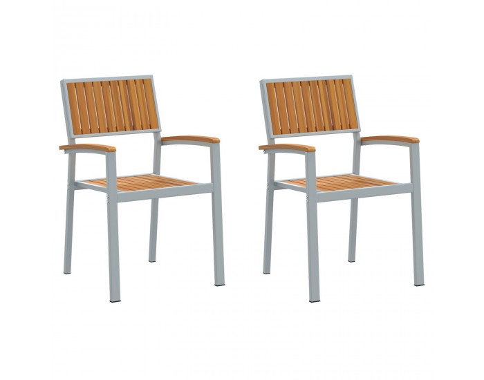 Sonata H Външни столове 2 бр. Стекливи сиви от масивно дърво акация и метал