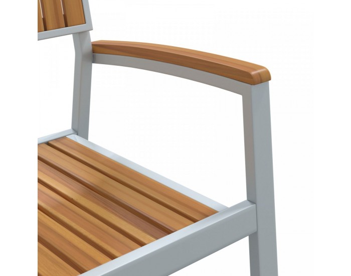 Sonata H Външни столове 2 бр. Стекливи сиви от масивно дърво акация и метал