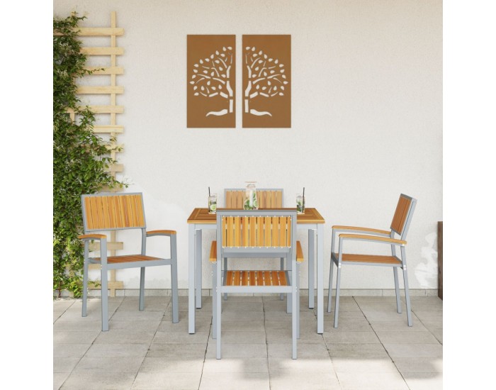 Sonata H Външни столове 4 бр. Стекливи сиви от масивно дърво акация и метал