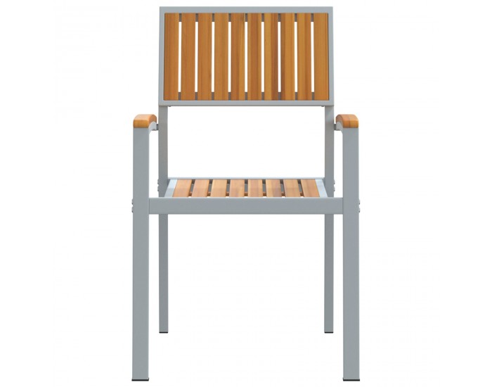 Sonata H Външни столове 4 бр. Стекливи сиви от масивно дърво акация и метал