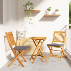 Sonata H Сгъваеми градински столове с сиво Cushions 2бр. от масивно акациево дърво - Градински столове