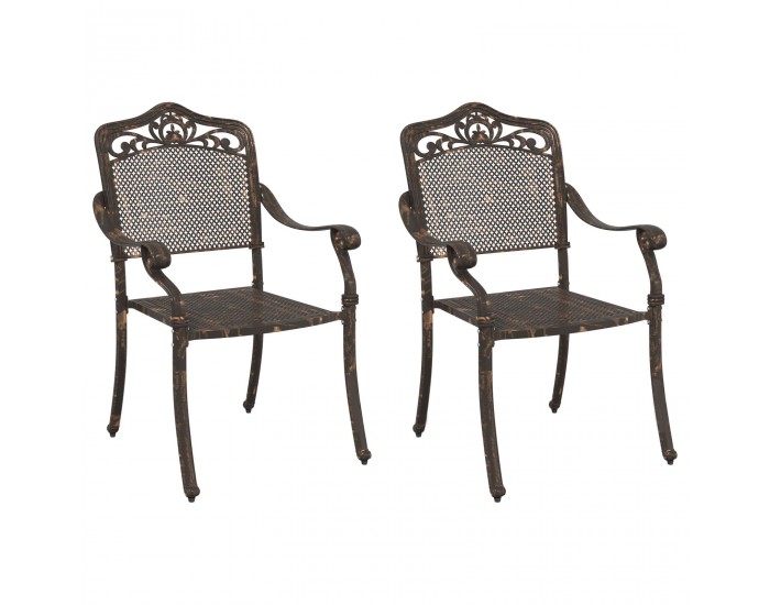 Sonata H Градински столове 2 броя Бронзово Чугунно Алуминий