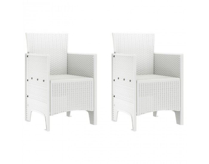Sonata H Градински столове 2 бр. Бял полиратан