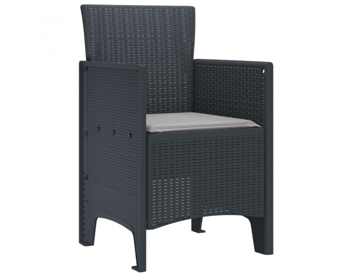 Sonata H 4 бр. градински столове с възглавници, антрацитен полиратан