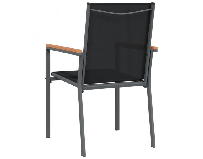 Sonata H Градински столове 6 бр черни 55x61,5x90 см Textilene и стомана