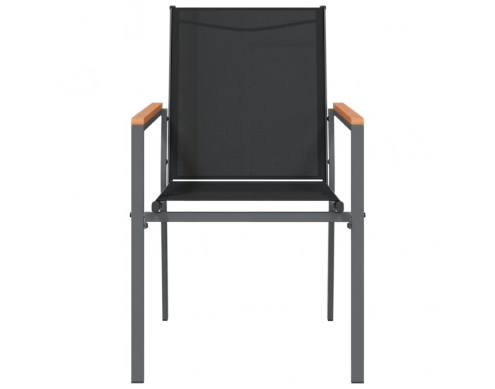 Sonata H Градински столове 6 бр черни 55x61,5x90 см Textilene и стомана