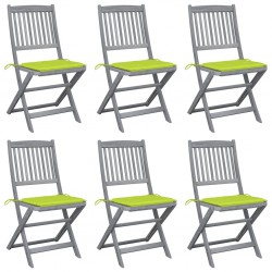 Sonata H Сгъваеми градински столове, 6 бр, с възглавници, акация масив - Градински столове