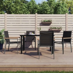 Sonata H Градински столове 4 бр черни 55x61,5x90 см Textilene и стомана - Градински столове
