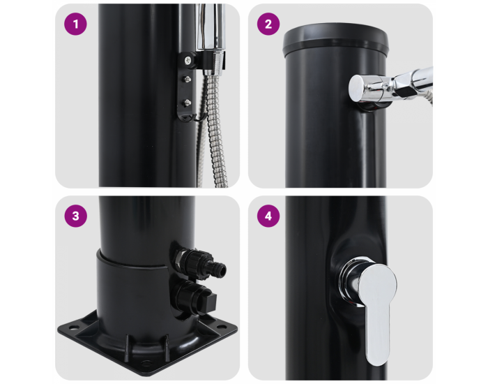 Sonata H Външен слънчев душ с ръчен душ 217 см 20 Л