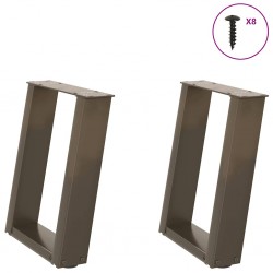 Sonata H Крака за масичка за кафе, U-образни, 2 бр., естествена стомана, 28 x (42-43) см, стомана - Маси
